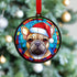 French Bulldog Tan in Santa Hat Suncatcher Decoration